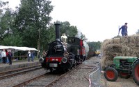 Stoomlocomotief 'Bello' en 'Bizon' met een goederentrein op station Loenen